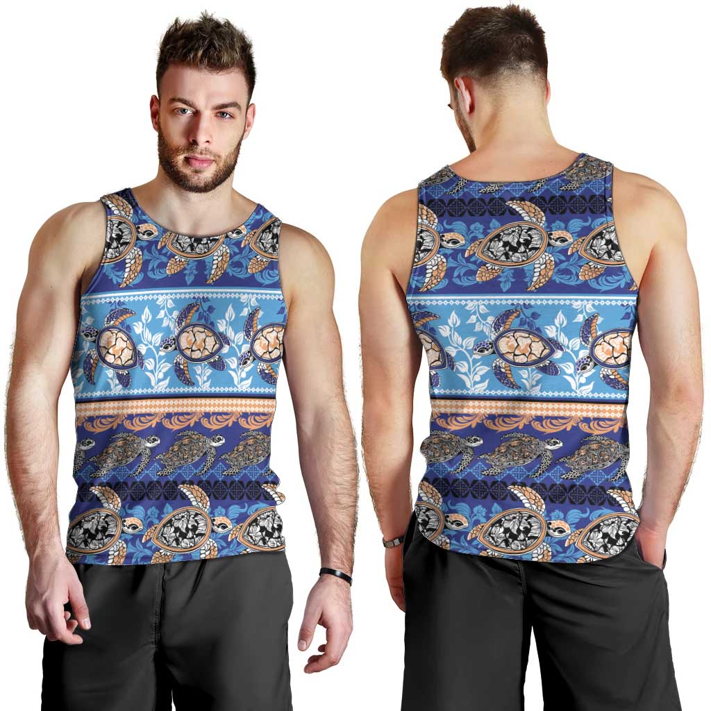 Hawaii Turtles Pattern Special Blue Men Tank Top - Polynesian Pride