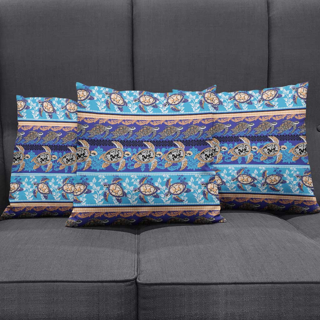 Hawaii Turtles Pattern Special Blue Pillow Cover - Polynesian Pride