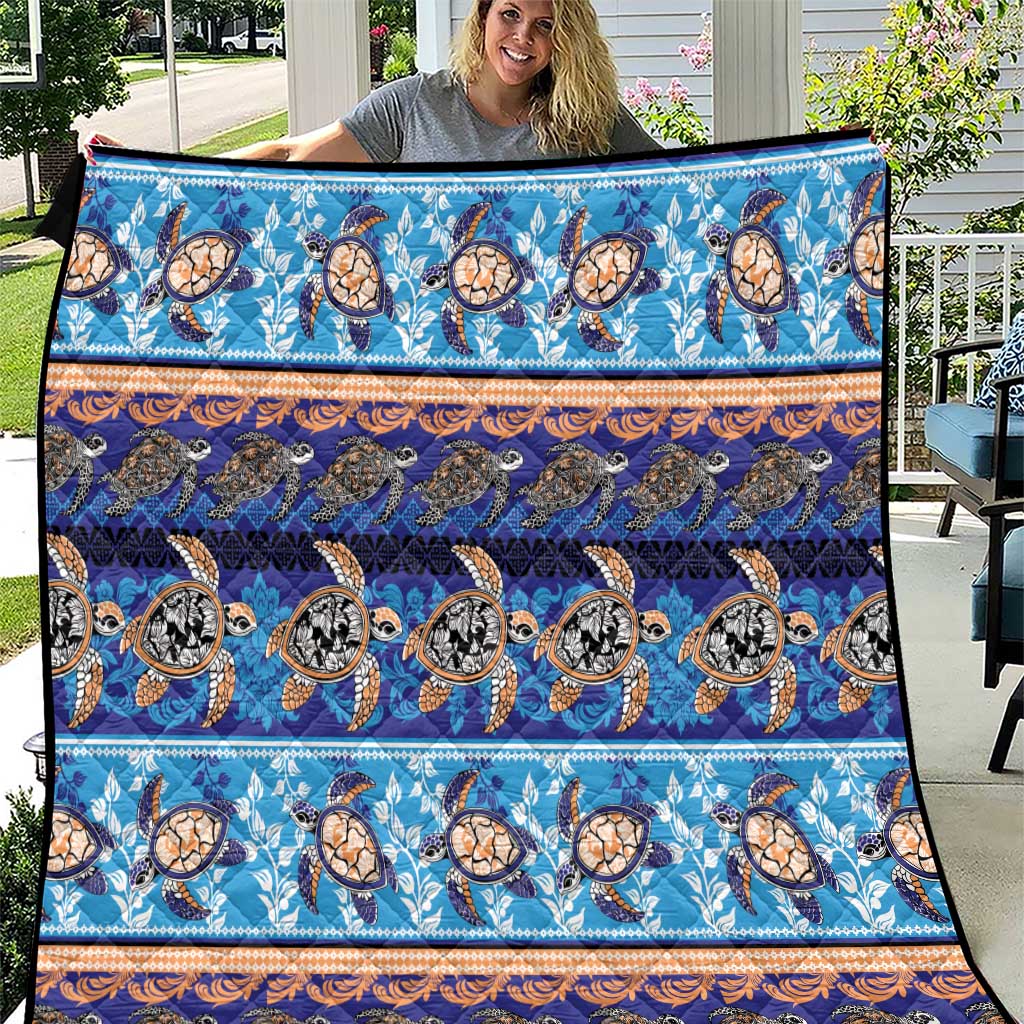 Hawaii Turtles Pattern Special Blue Quilt - Polynesian Pride