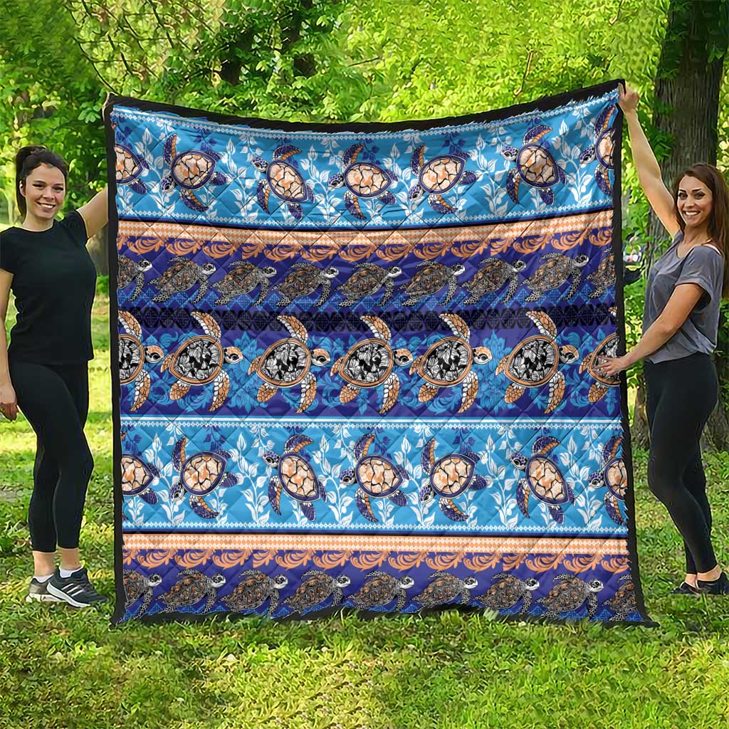 Hawaii Turtles Pattern Special Blue Quilt - Polynesian Pride