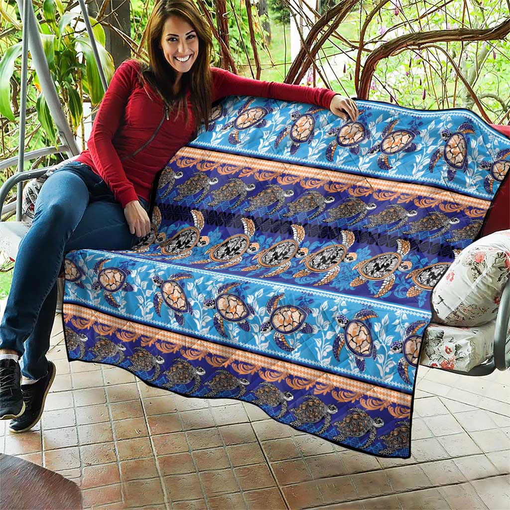 Hawaii Turtles Pattern Special Blue Quilt - Polynesian Pride