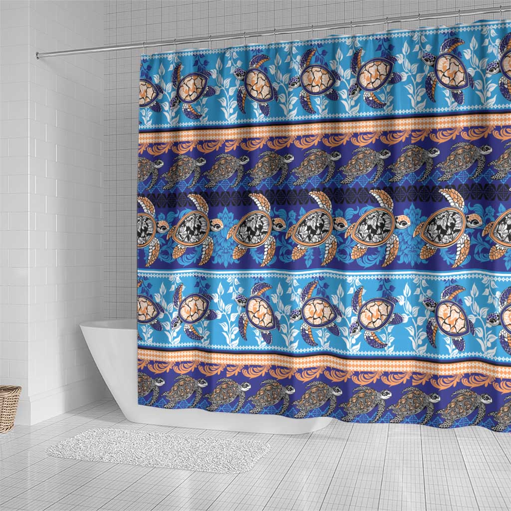 Hawaii Turtles Pattern Special Blue Shower Curtain - Polynesian Pride