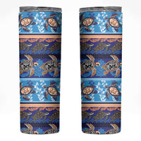 Hawaii Turtles Pattern Special Blue Skinny Tumbler - Polynesian Pride