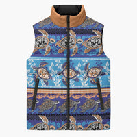Hawaii Turtles Pattern Special Blue Sleeveless Puffer Jacket - Polynesian Pride