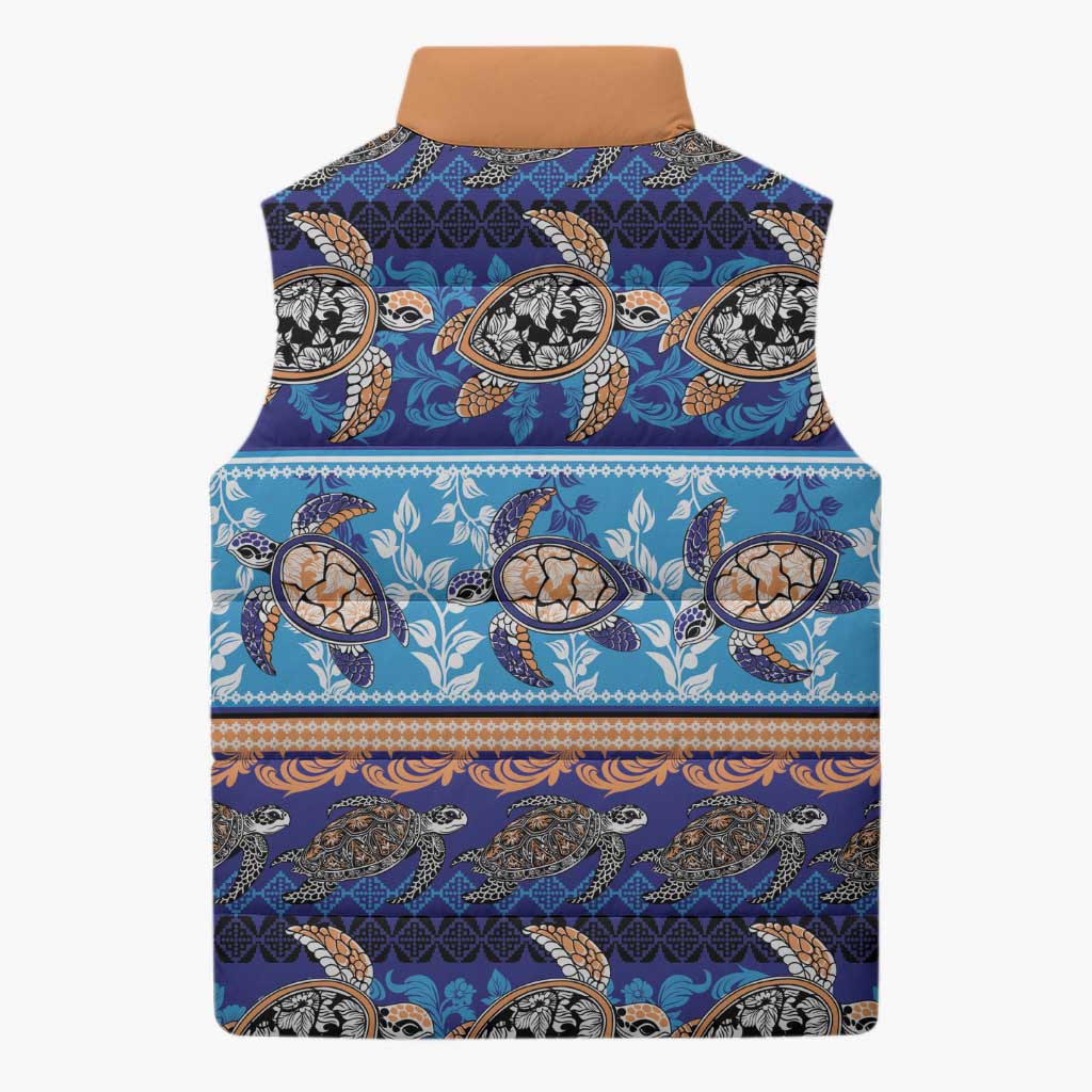 Hawaii Turtles Pattern Special Blue Sleeveless Puffer Jacket - Polynesian Pride