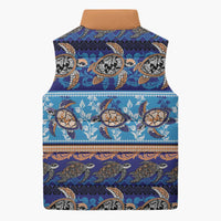 Hawaii Turtles Pattern Special Blue Sleeveless Puffer Jacket - Polynesian Pride