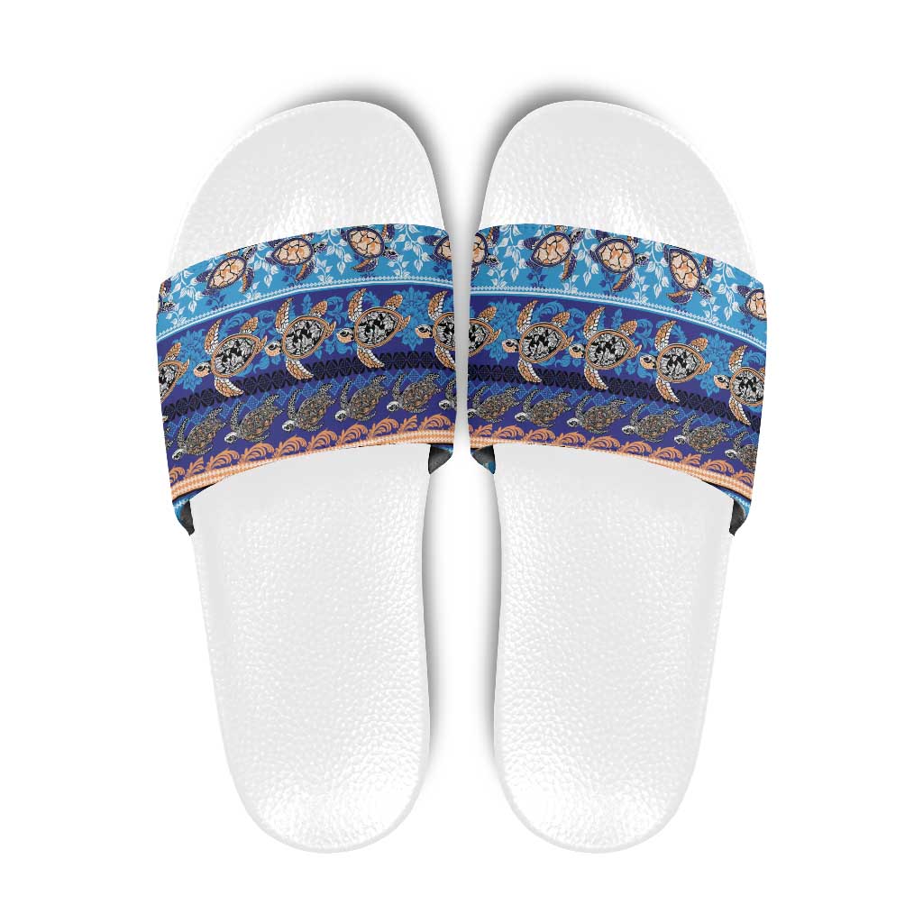Hawaii Turtles Pattern Special Blue Slide Sandals - Polynesian Pride