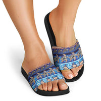 Hawaii Turtles Pattern Special Blue Slide Sandals - Polynesian Pride