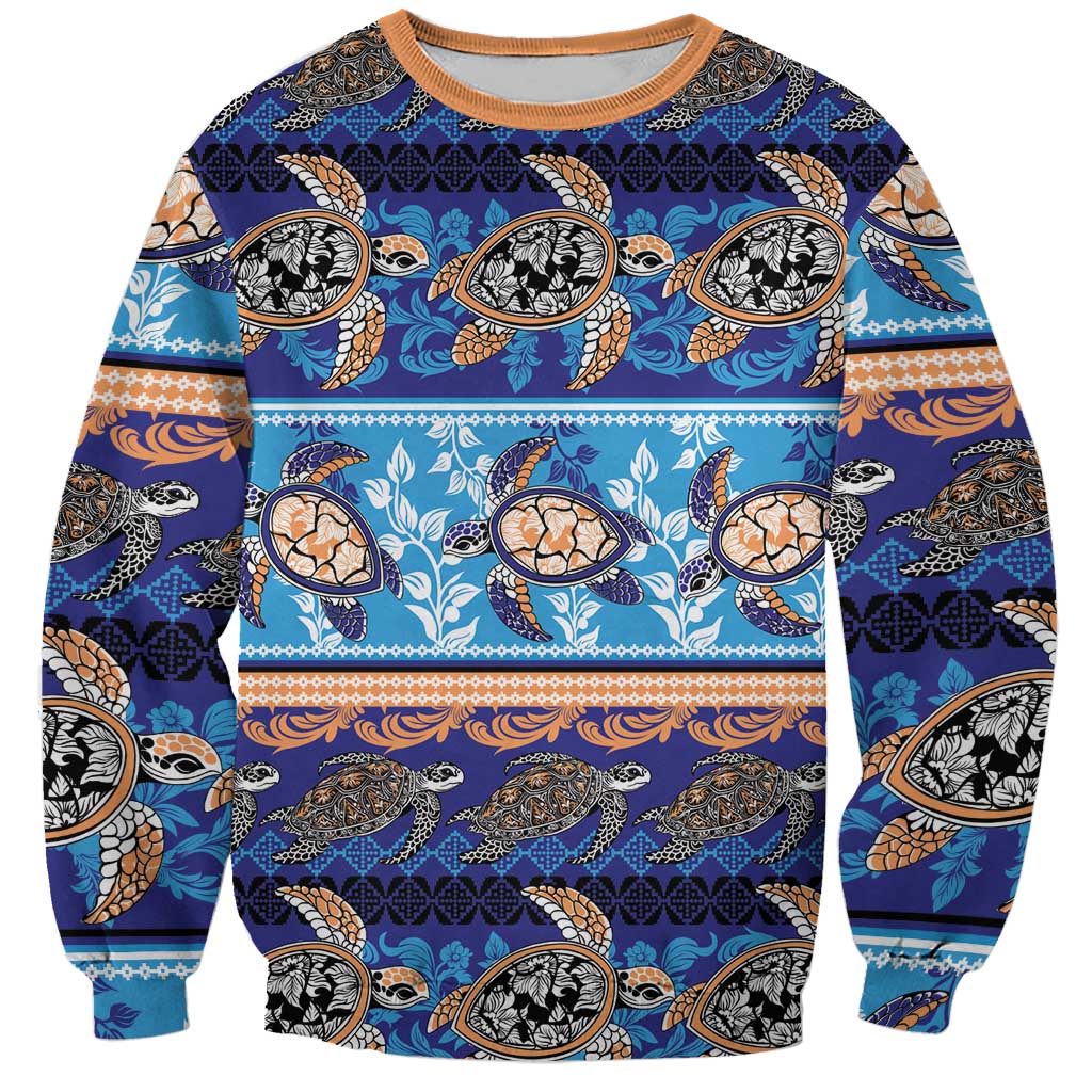 Hawaii Turtles Pattern Special Blue Sweatshirt - Polynesian Pride