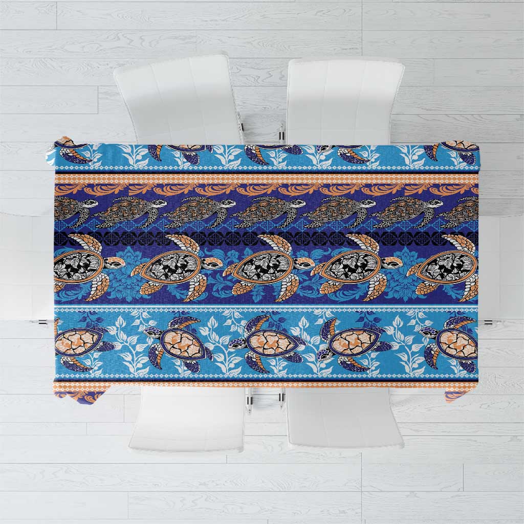 Hawaii Turtles Pattern Special Blue Tablecloth - Polynesian Pride