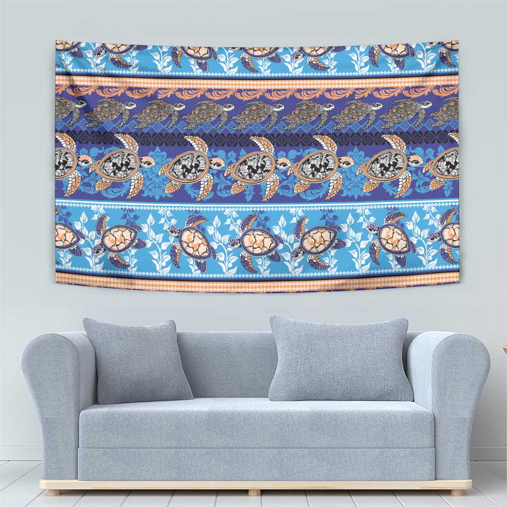 Hawaii Turtles Pattern Special Blue Tapestry - Polynesian Pride
