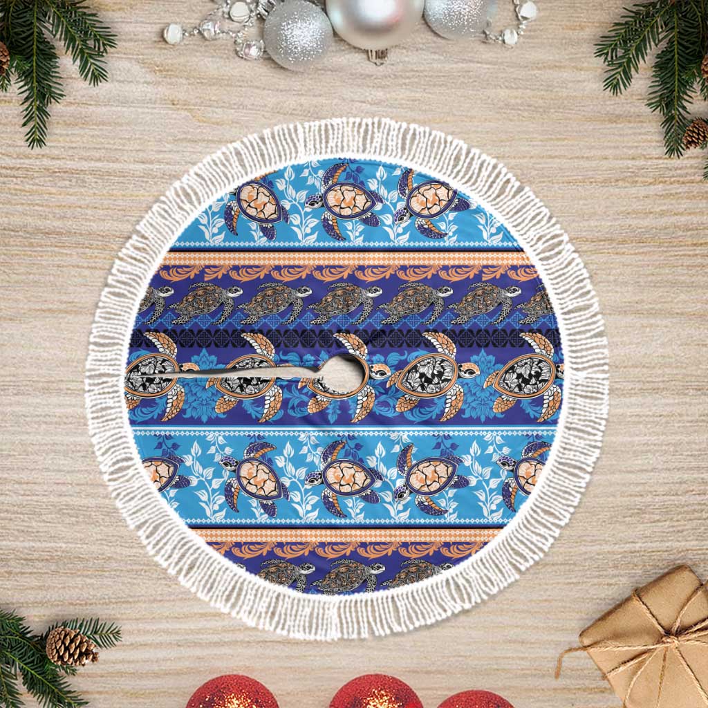 Hawaii Turtles Pattern Special Blue Tree Skirt - Polynesian Pride