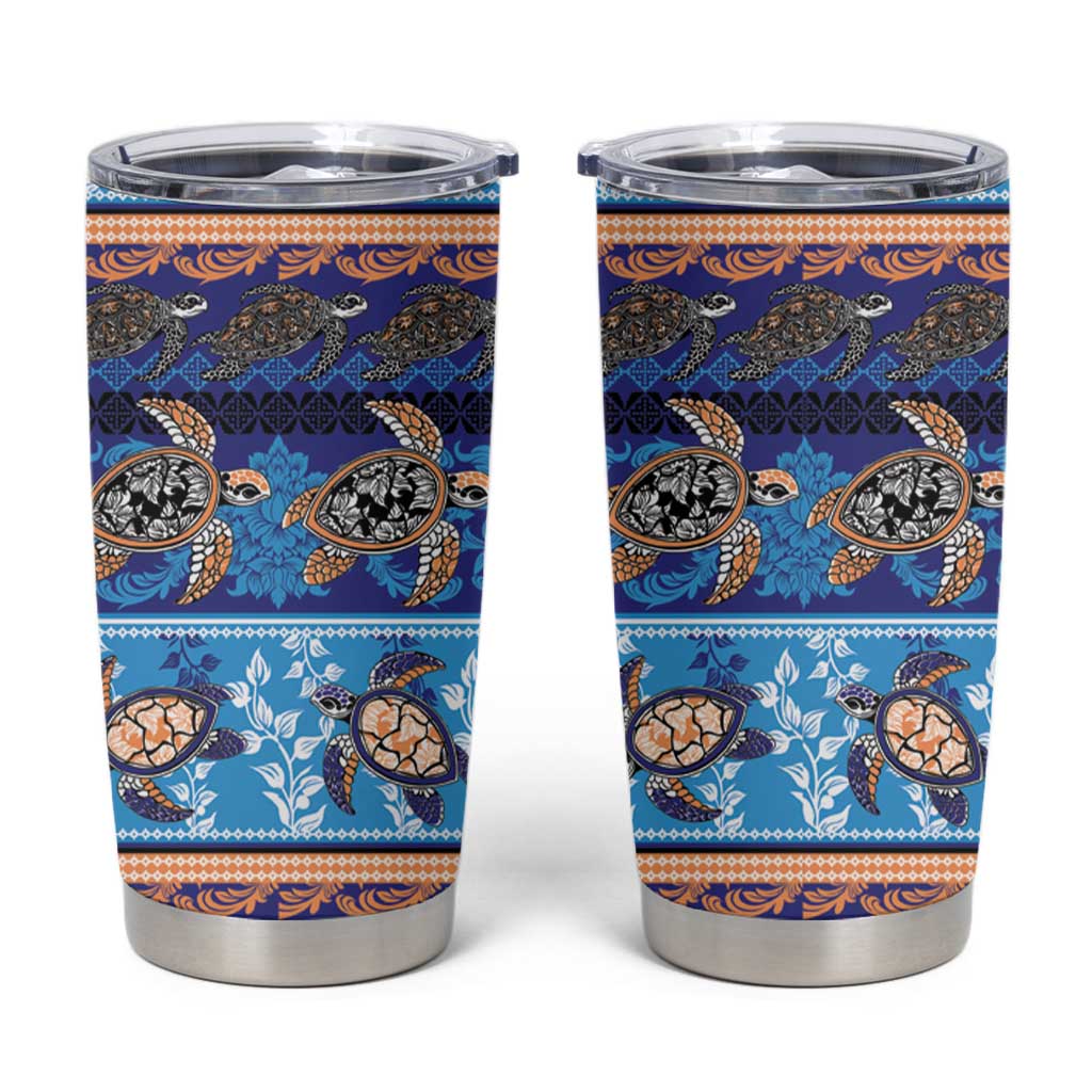 Hawaii Turtles Pattern Special Blue Tumbler Cup - Polynesian Pride