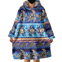 Hawaii Turtles Pattern Special Blue Wearable Blanket Hoodie - Polynesian Pride