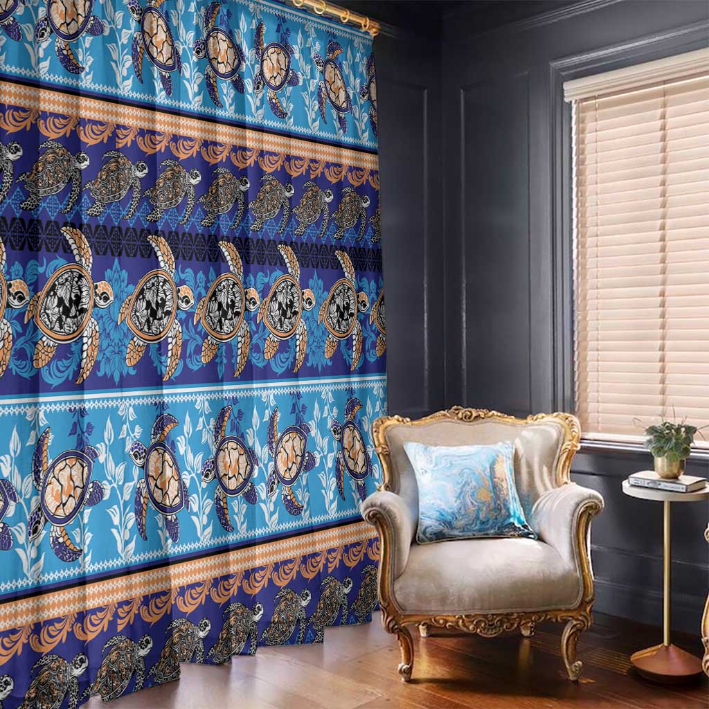 Hawaii Turtles Pattern Special Blue Window Curtain - Polynesian Pride