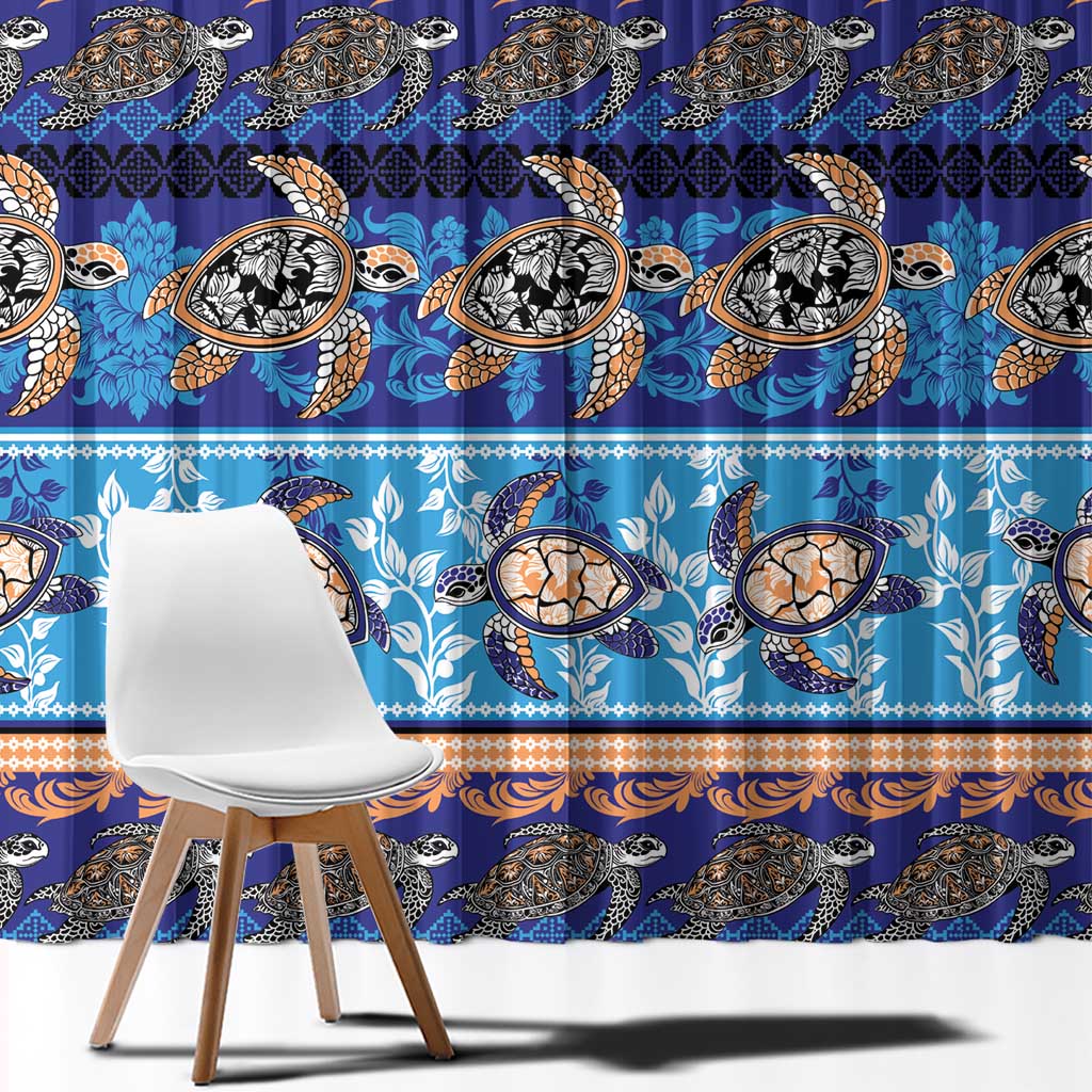 Hawaii Turtles Pattern Special Blue Window Curtain - Polynesian Pride