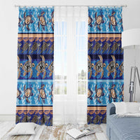 Hawaii Turtles Pattern Special Blue Window Curtain - Polynesian Pride