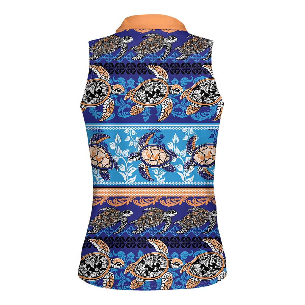 Hawaii Turtles Pattern Special Blue Women Sleeveless Polo Shirt LT01 - Polynesian Pride