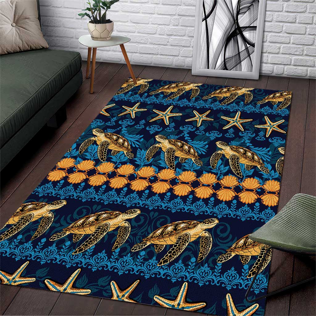 Hawaii Turtles Starfish Unique Pattern Area Rug - Polynesian Pride