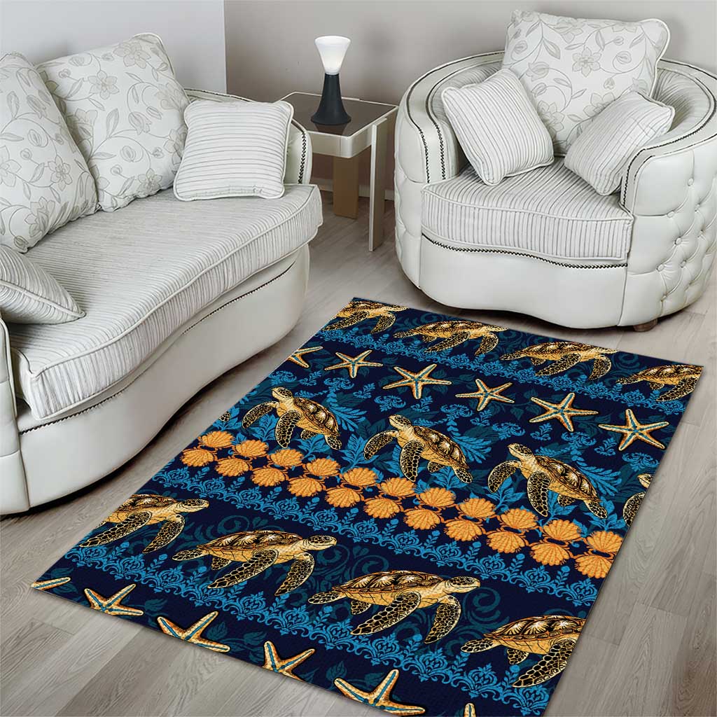 Hawaii Turtles Starfish Unique Pattern Area Rug - Polynesian Pride
