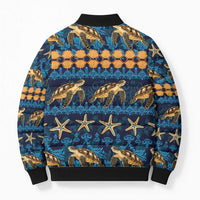 Hawaii Turtles Starfish Unique Pattern Bomber Puffer Jacket - Polynesian Pride