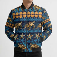Hawaii Turtles Starfish Unique Pattern Bomber Puffer Jacket - Polynesian Pride