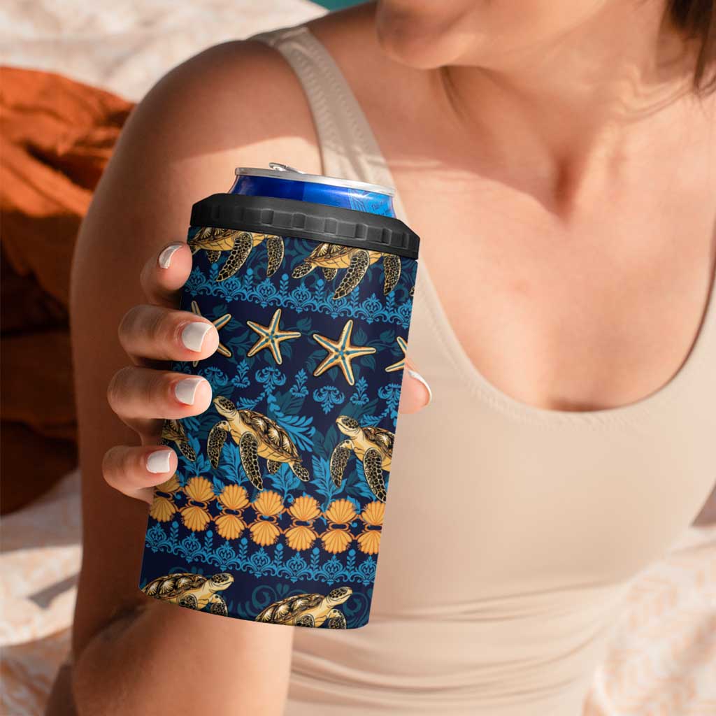 Hawaii Turtles Starfish Unique Pattern 4 in 1 Can Cooler Tumbler - Polynesian Pride
