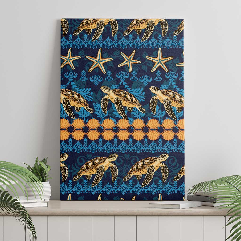 Hawaii Turtles Starfish Unique Pattern Canvas Wall Art - Polynesian Pride