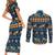 Hawaii Turtles Starfish Unique Pattern Couples Matching Short Sleeve Bodycon Dress and Long Sleeve Button Shirt - Polynesian Pride