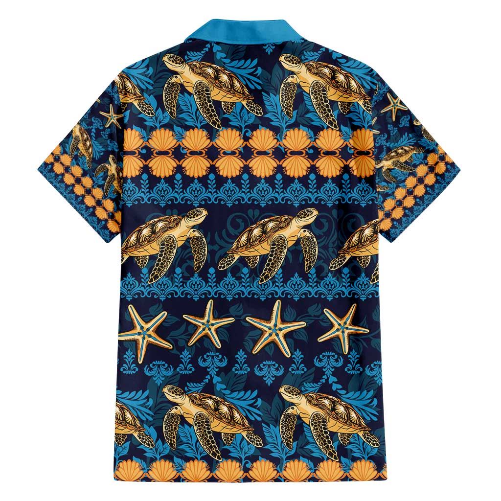Hawaii Turtles Starfish Unique Pattern Family Matching Long Sleeve Bodycon Dress and Hawaiian Shirt - Polynesian Pride