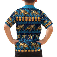 Hawaii Turtles Starfish Unique Pattern Family Matching Puletasi and Hawaiian Shirt LT01 - Polynesian Pride