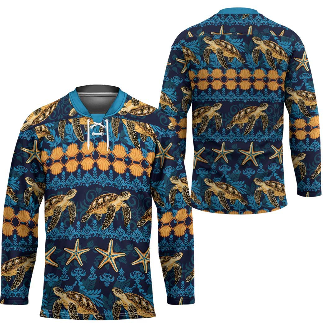 Hawaii Turtles Starfish Unique Pattern Hockey Jersey - Polynesian Pride