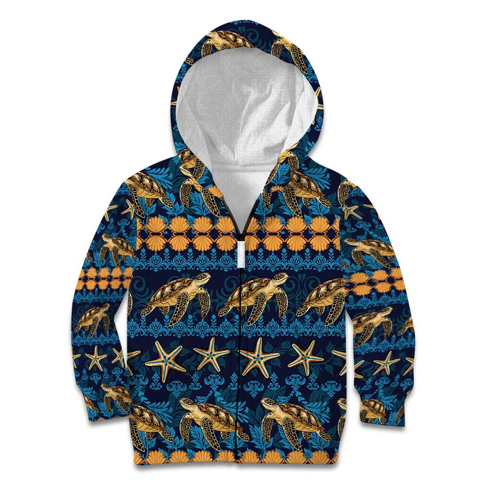 Hawaii Turtles Starfish Unique Pattern Kid Hoodie - Polynesian Pride