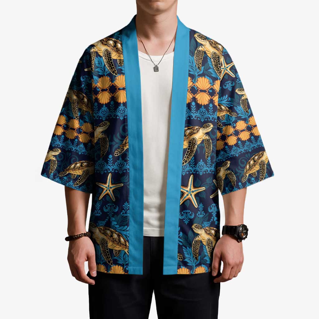 Hawaii Turtles Starfish Unique Pattern Kimono - Polynesian Pride
