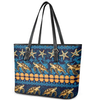 Hawaii Turtles Starfish Unique Pattern Leather Tote Bag LT01 - Polynesian Pride