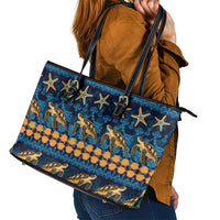 Hawaii Turtles Starfish Unique Pattern Leather Tote Bag LT01 - Polynesian Pride