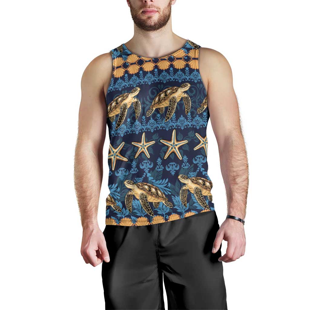 Hawaii Turtles Starfish Unique Pattern Men Tank Top - Polynesian Pride