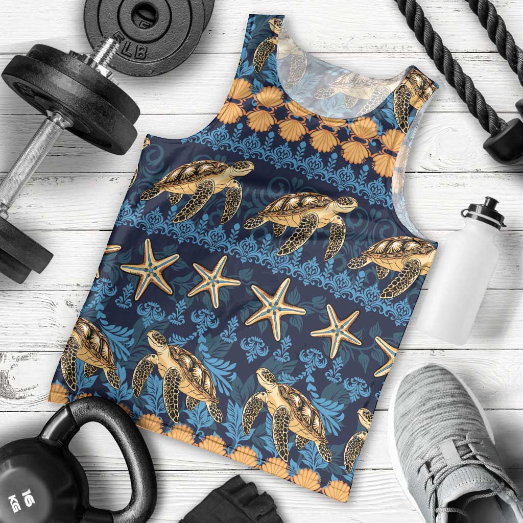 Hawaii Turtles Starfish Unique Pattern Men Tank Top - Polynesian Pride