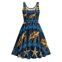 Hawaii Turtles Starfish Unique Pattern Midi Dress - Polynesian Pride