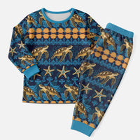 Hawaii Turtles Starfish Unique Pattern Christmas Pajama Set - Polynesian Pride