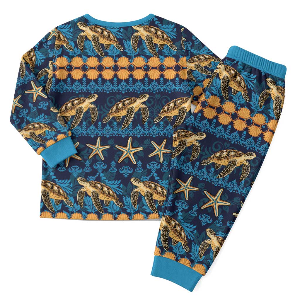Hawaii Turtles Starfish Unique Pattern Christmas Pajama Set - Polynesian Pride
