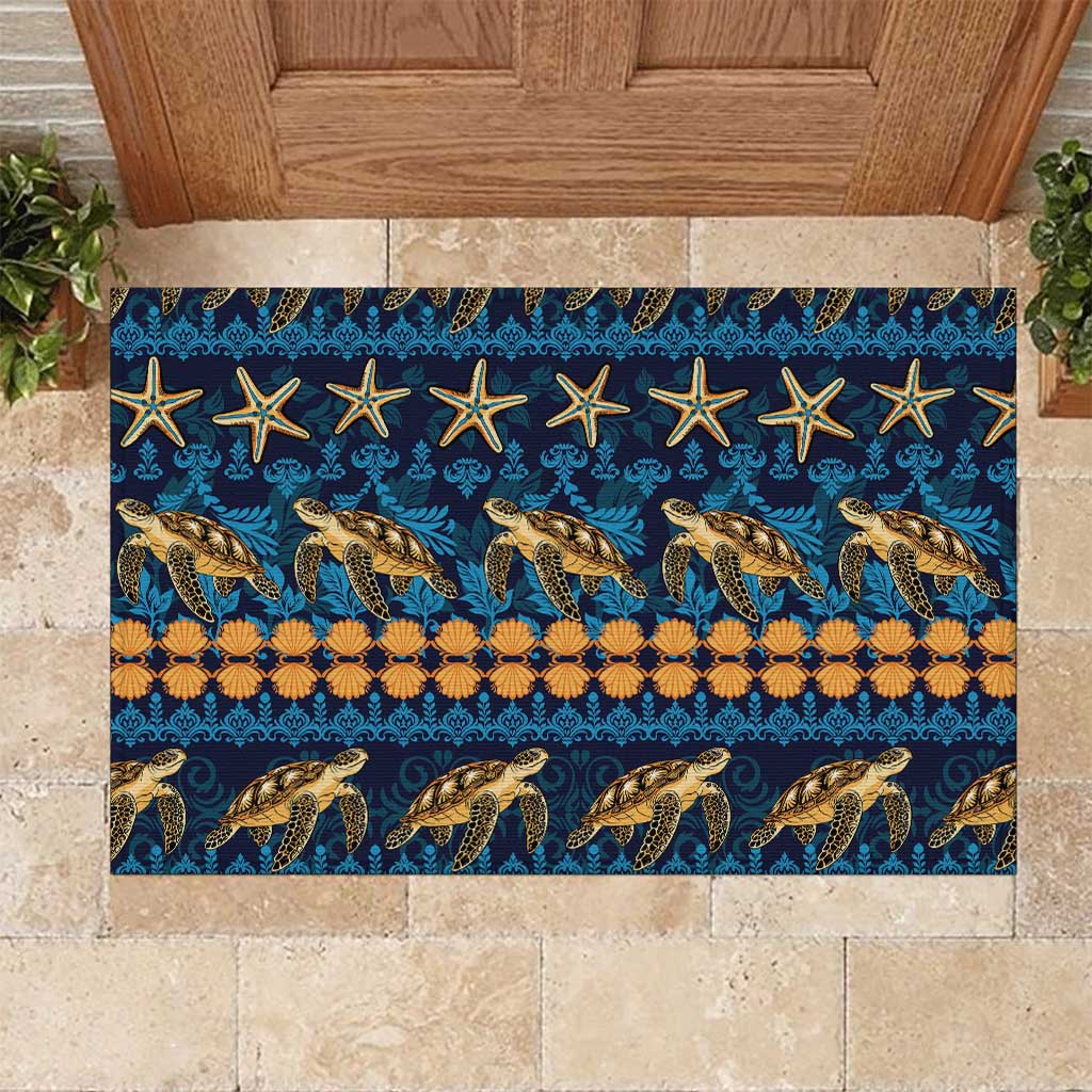 Hawaii Turtles Starfish Unique Pattern Rubber Doormat - Polynesian Pride