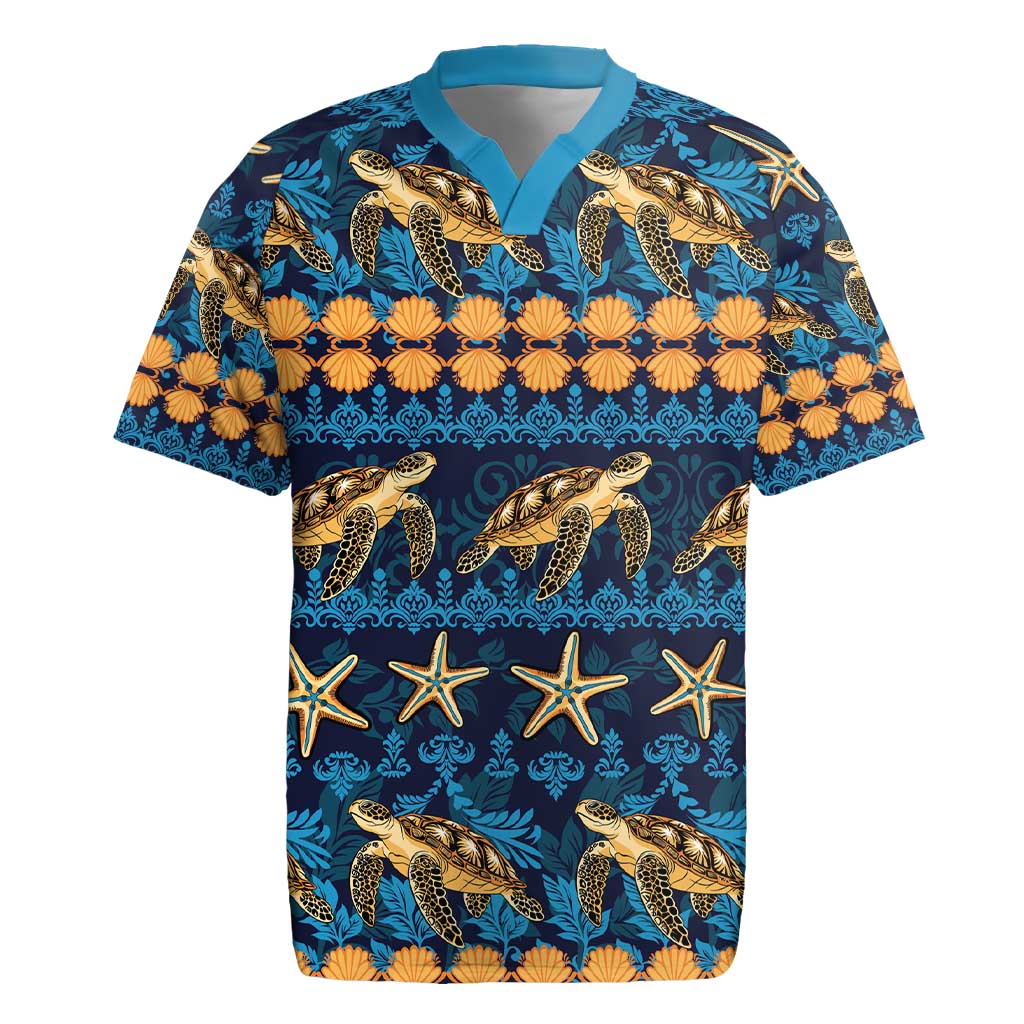 Hawaii Turtles Starfish Unique Pattern Rugby Jersey - Polynesian Pride