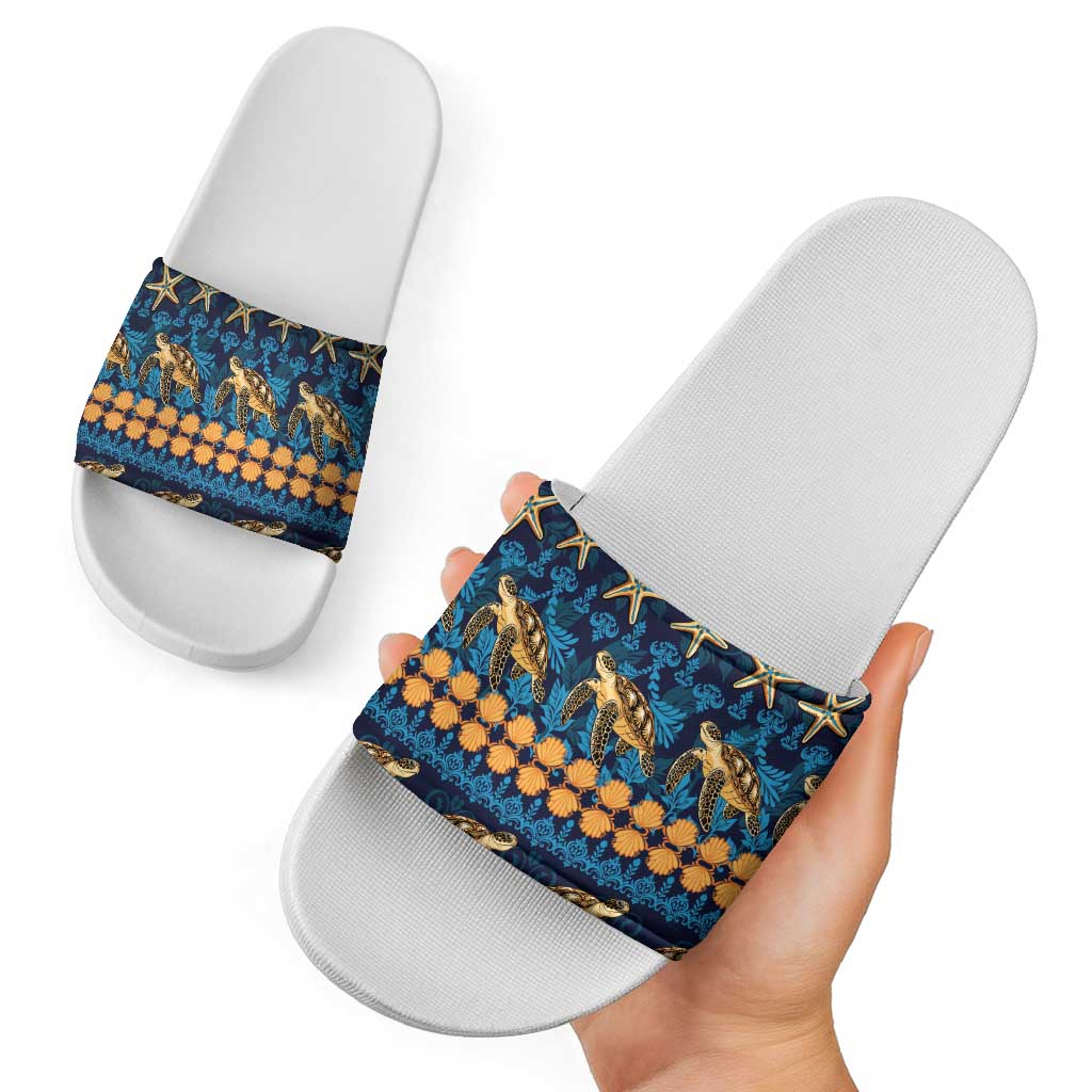 Hawaii Turtles Starfish Unique Pattern Slide Sandals - Polynesian Pride
