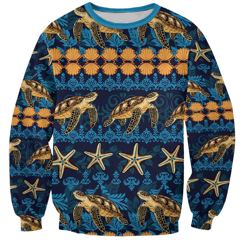 Hawaii Turtles Starfish Unique Pattern Sweatshirt - Polynesian Pride