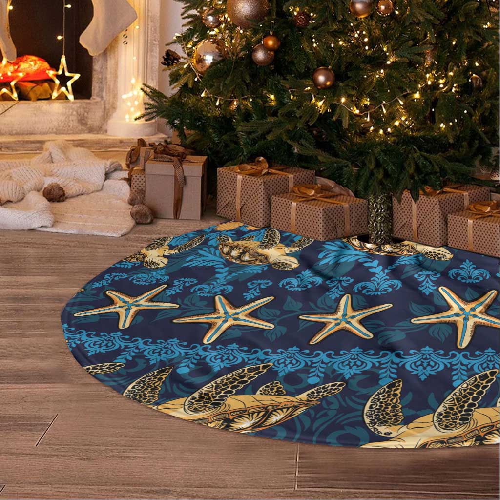 Hawaii Turtles Starfish Unique Pattern Tree Skirt - Polynesian Pride