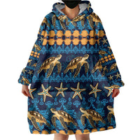 Hawaii Turtles Starfish Unique Pattern Wearable Blanket Hoodie - Polynesian Pride