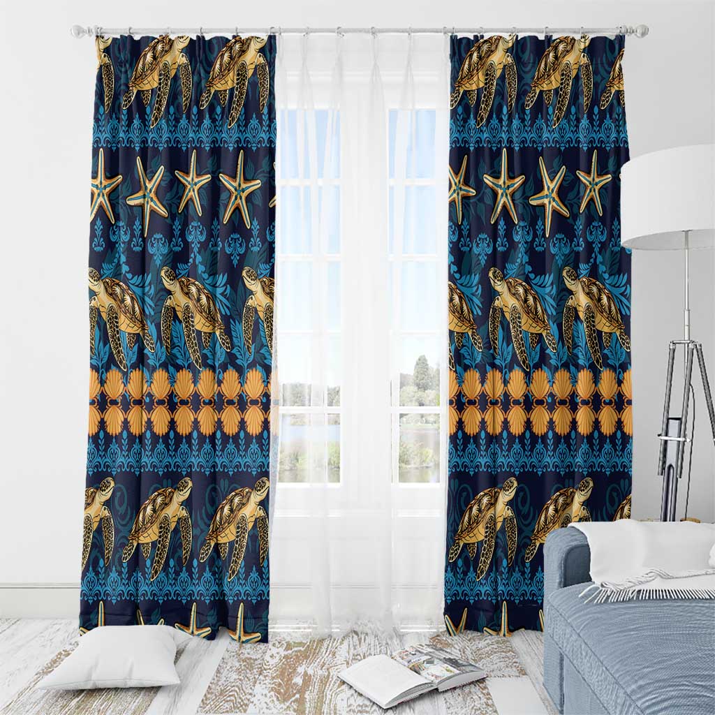 Hawaii Turtles Starfish Unique Pattern Window Curtain - Polynesian Pride