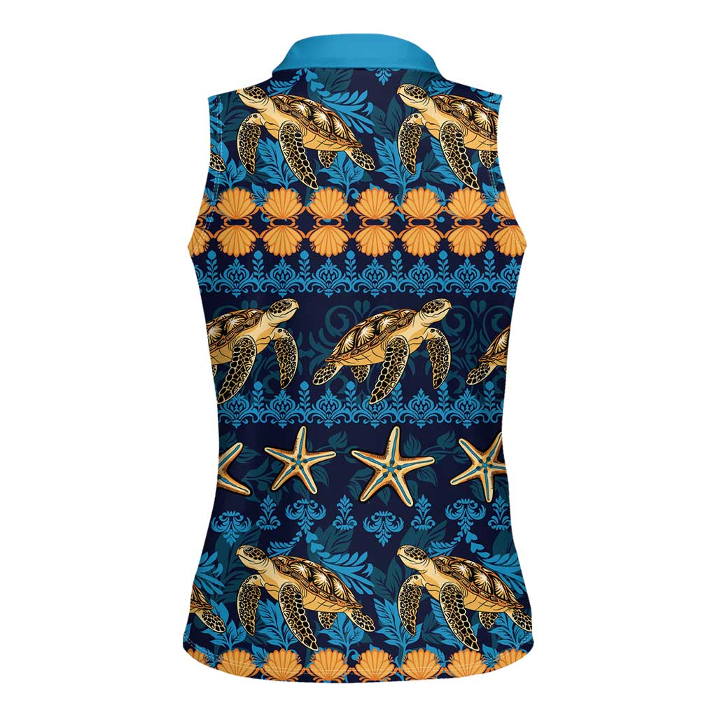 Hawaii Turtles Starfish Unique Pattern Women Sleeveless Polo Shirt LT01 - Polynesian Pride