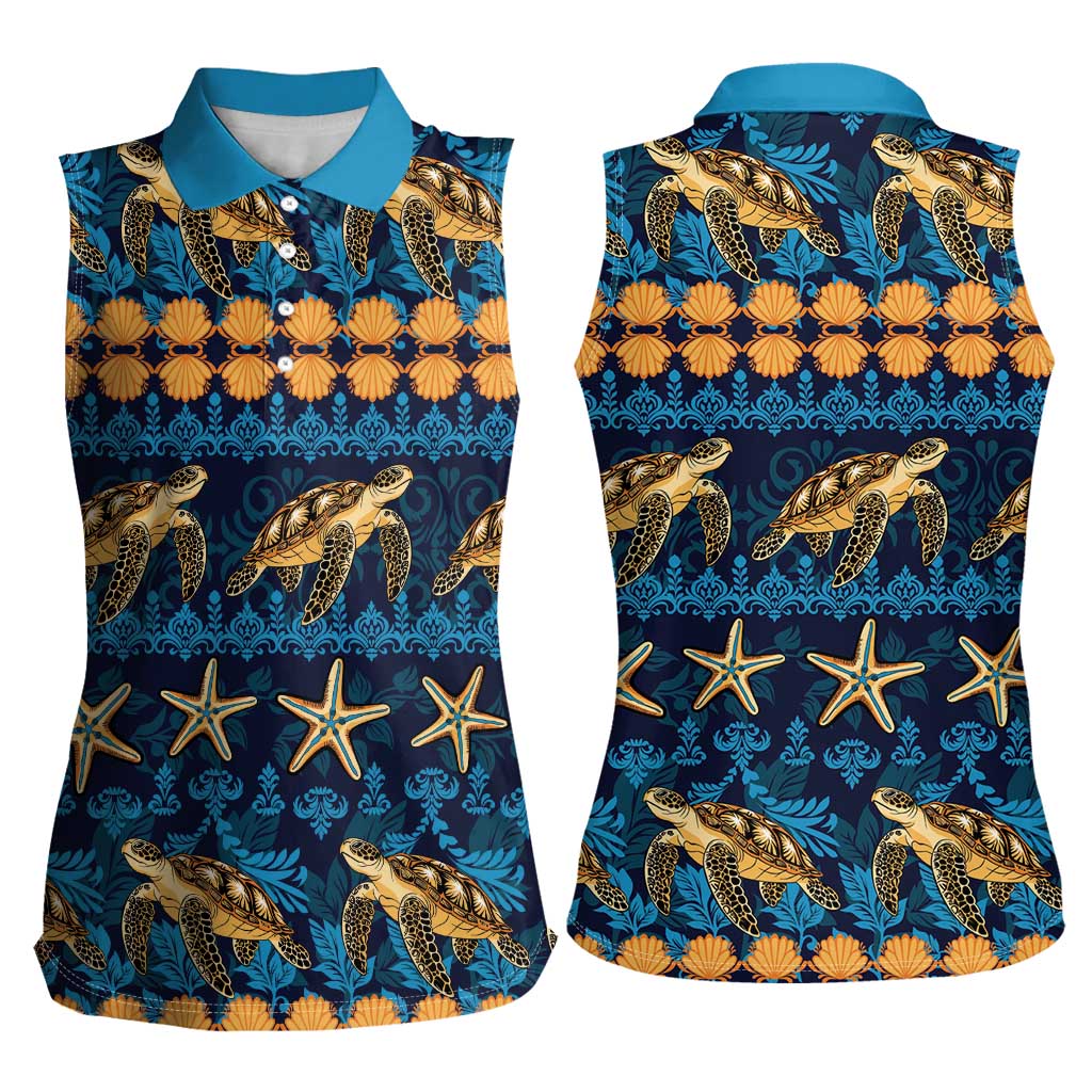 Hawaii Turtles Starfish Unique Pattern Women Sleeveless Polo Shirt LT01 - Polynesian Pride